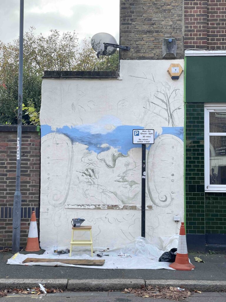 Outdoor mural painting on site